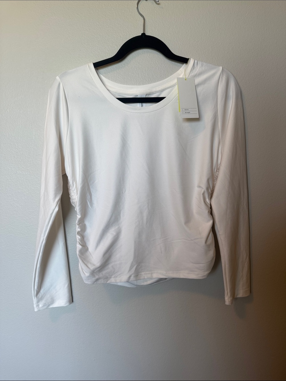 NWT All In Motion White/Cream Ribbed Long-Sleeve Top